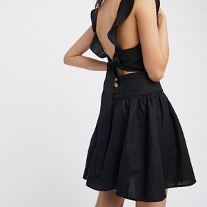 Free People Black Linen Mini Dress